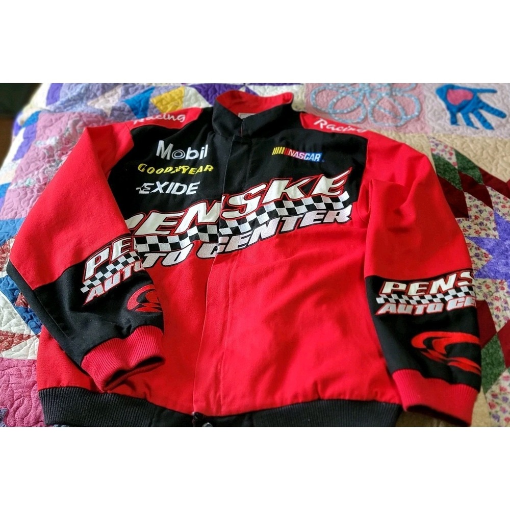 Penske Racing NASCAR Mens Jacket 2XL Red Black Embroidered Logo Full Zip